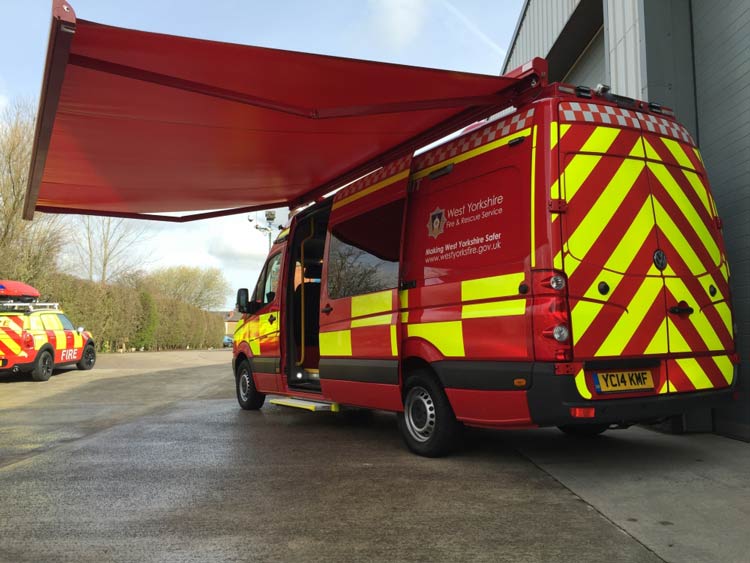 Emergency service van awnings