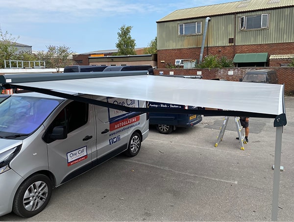 grey van awning