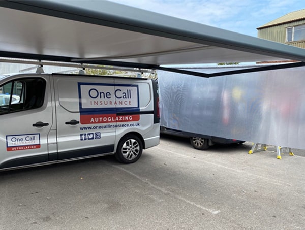 van awning half extended