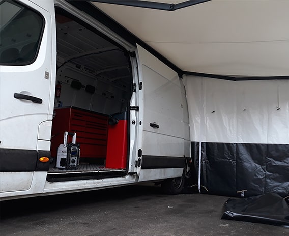 Vauxhall Movano awning with side screens