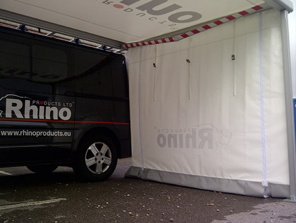 white van awning with side sheet
